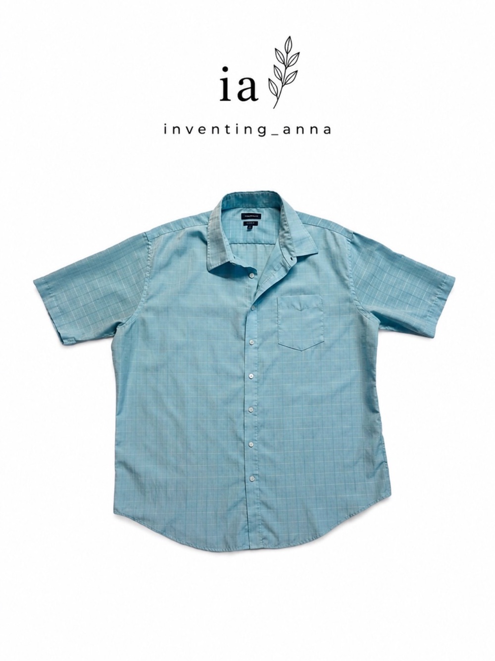 Light Aqua Blue Short Sleeve Button Down Collared Shirt